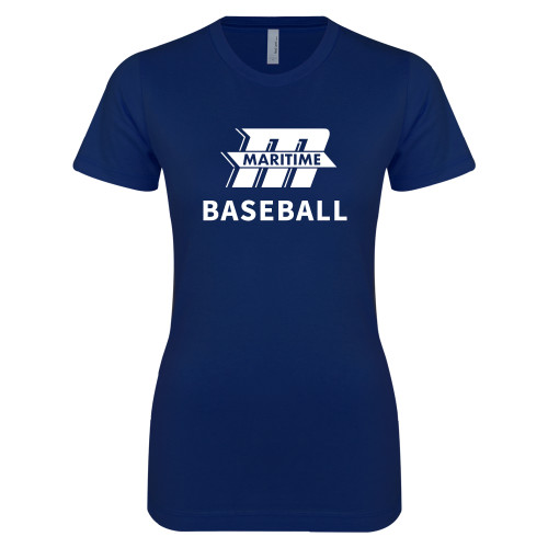  Next Level Womens Navy Boyfriend Tee - Baseball