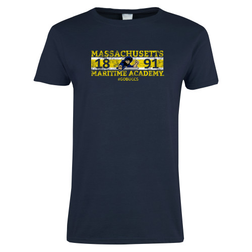  Womens Short Sleeve Navy Tee - Block Distressed