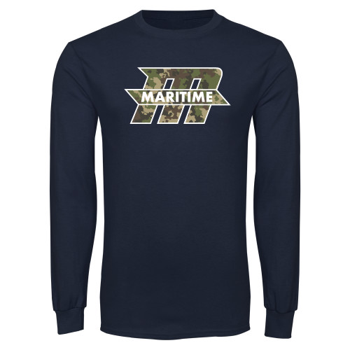  Navy Long Sleeve T-Shirt - M with Camo