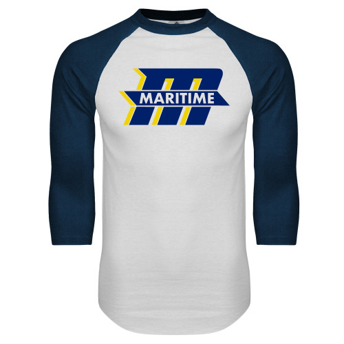  White/Navy Raglan Baseball T Shirt - Primary Mark