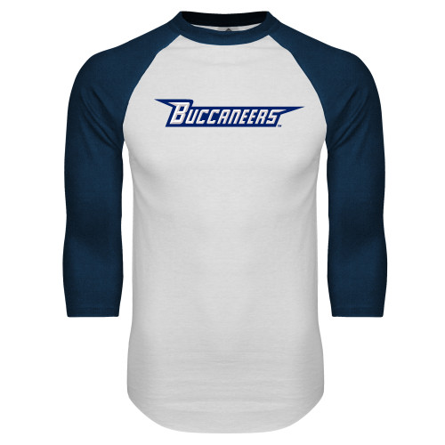  White/Navy Raglan Baseball T Shirt - Wordmark