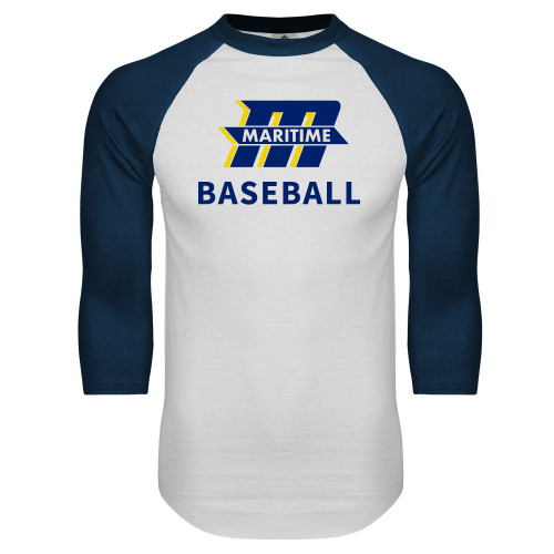  White/Navy Raglan Baseball T Shirt - Baseball