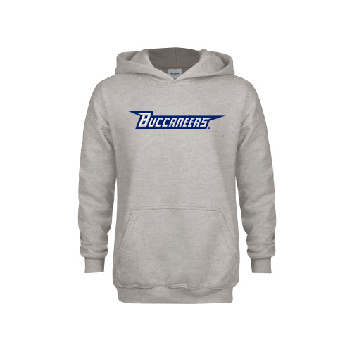  Youth Grey Fleece Hood - Wordmark