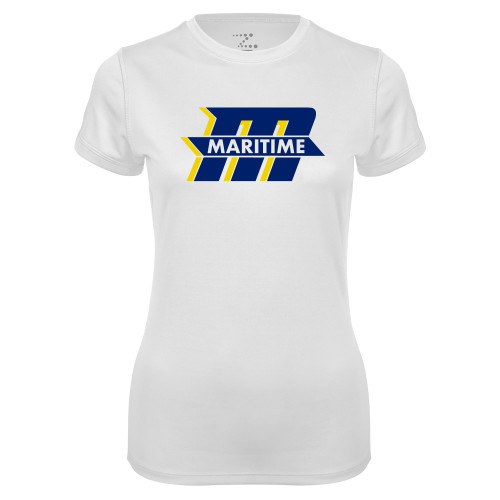  Womens White Performance Tee - Primary Mark