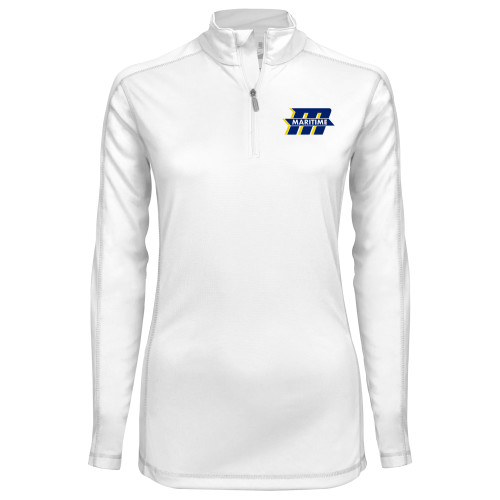  Syntrel Womens White Interlock 1/4 Zip - Primary Mark