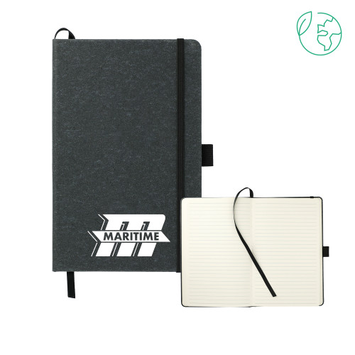  5.5 x 8.5 Black FSC Mix Recycled Leather Bound Journal - Primary Mark