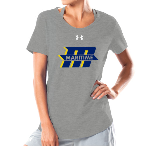  Under Armour Womens Grey Charged Cotton Tee - Primary Mark