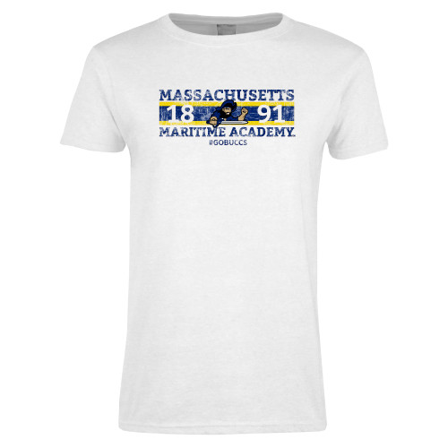  Womens White Short Sleeve Tee - Block Distressed