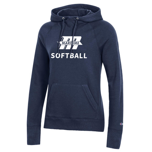  Champion Womens Navy Pull Over Hood - Softball