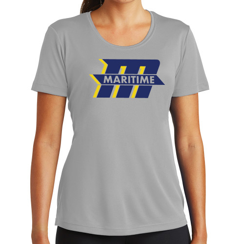  Womens Grey Performance Short Sleeve Tee - Primary Mark