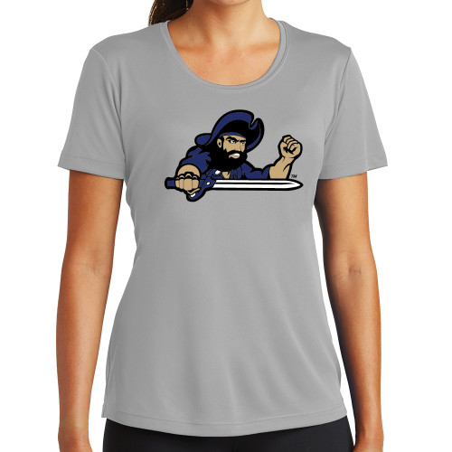  Womens Grey Performance Short Sleeve Tee - Mascot