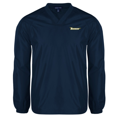  Navy V Neck Raglan Windshirt - Wordmark Embroidery