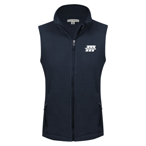  Womens Navy Fleece Full Zip Vest - Primary Mark