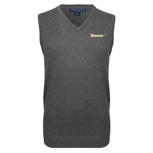  Charcoal VNeck Sweater Vest - Wordmark Embroidery