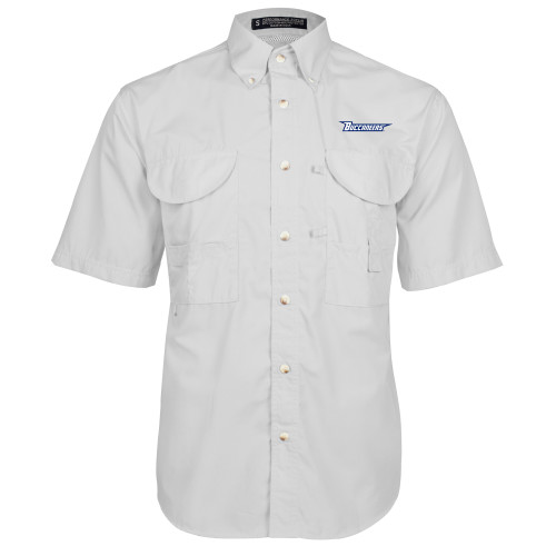  White Fishing Shirt Performance Short Sleeve - Wordmark Embroidery