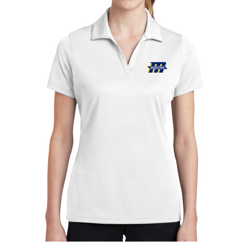  Womens White Dry Mesh Polo - Primary Mark