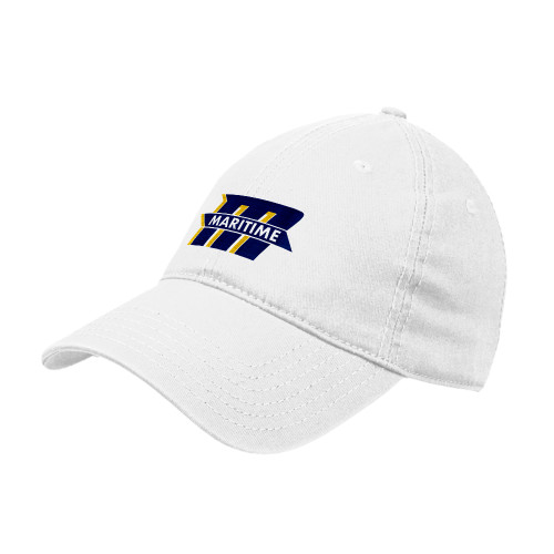  White Unstructured Adjustable Low Profile Hat - Primary Mark