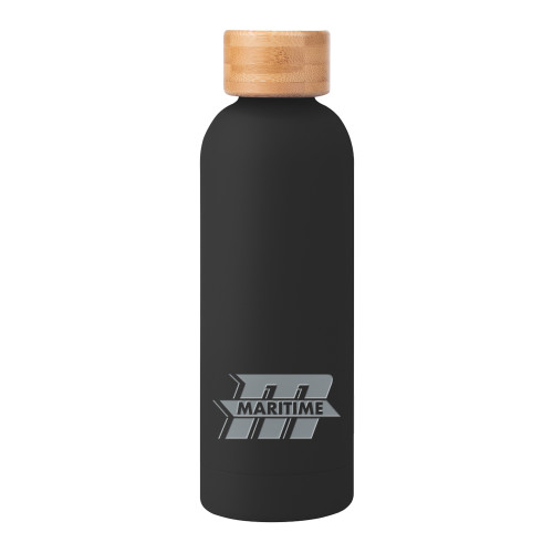Massachusetts Maritme  Blair Black Stainless Steel Bottle w/ Bamboo Lid 17 oz - Primary Mark Engraved