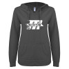 Thumbnail image for  ENZA Womens Dark Heather V Notch Raw Edge Fleece Hoodie