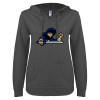 Thumbnail image for  ENZA Womens Dark Heather V Notch Raw Edge Fleece Hoodie