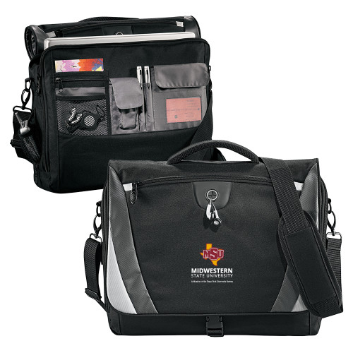 Midwestern State Black/Grey Slope Computer Messenger Bag