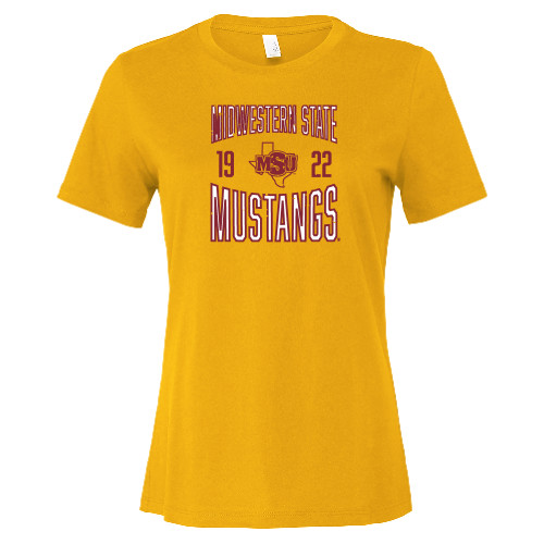  Bella + Canvas Womens Gold Relaxed Cotton T Shirt - Midwestern State Mustangs Established Date