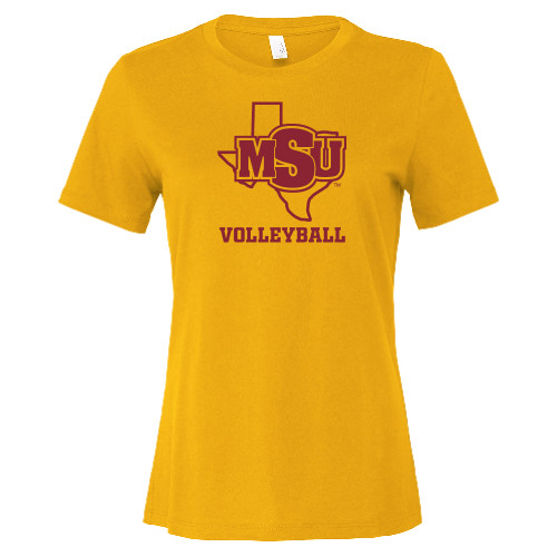  Bella + Canvas Womens Gold Relaxed Cotton T Shirt - Volleyball - MSU
