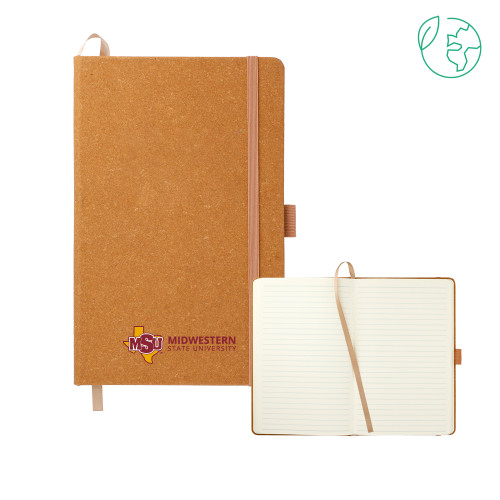  5.5 x 8.5 Natural FSC Mix Recycled Leather Bound Journal - MSU Institutional Horizontal