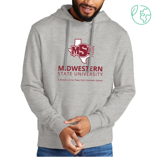  Allmade Light Grey Organic French Terry Pullover Hoodie - MSU Institutional Stacked