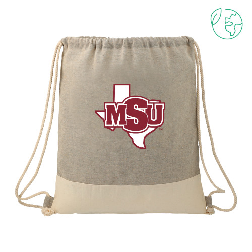  Split Recycled Cotton Grey/Natural Drawstring Bag - MSU Logo