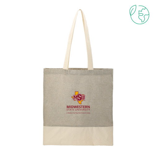  Split Recycled Grey Cotton Twill Convention Tote - MSU Institutional Stacked