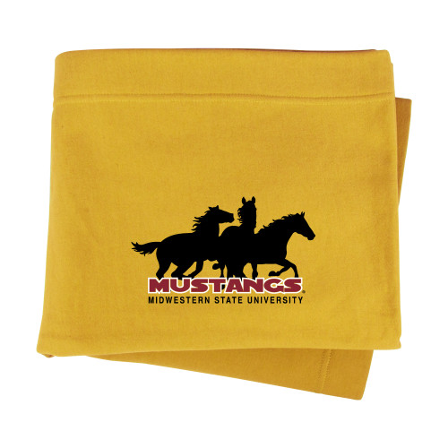  Gold Sweatshirt Blanket - MSU Mustangs Silhouette