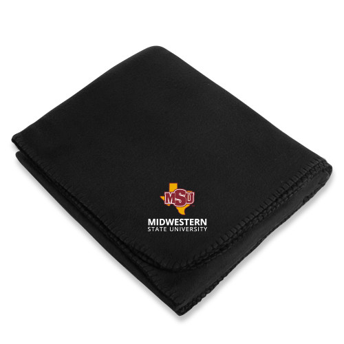  Black Arctic Fleece Blanket - MSU Institutional Stacked