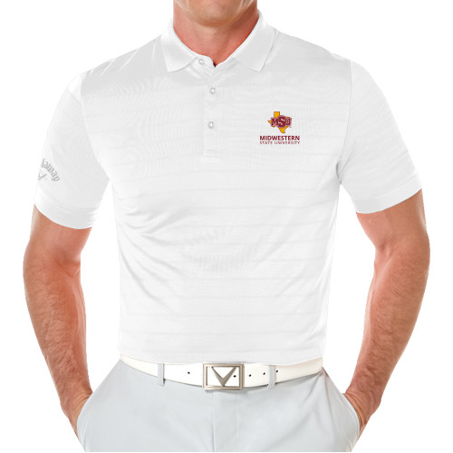 Callaway White Opti Vent Polo - MSU Institutional Stacked