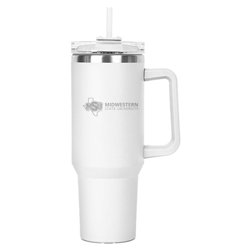 Midwestern State Hippo White Mug & Straw Lid with Twist Closure 40 oz