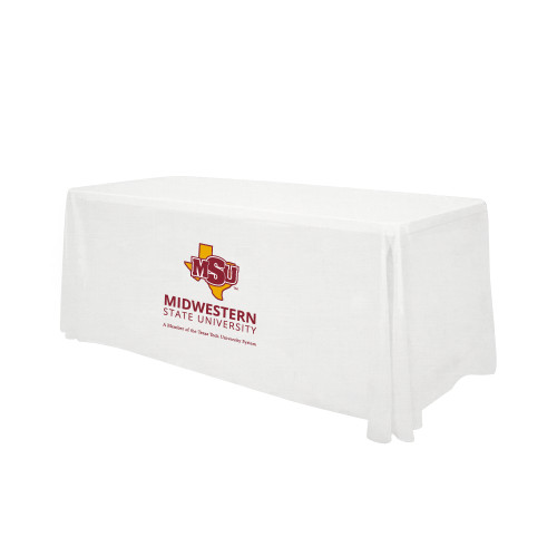  White 6 foot Table Throw - MSU Institutional Stacked
