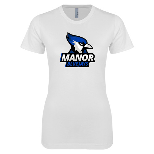  Next Level Womens White Boyfriend Tee - Primary Mark