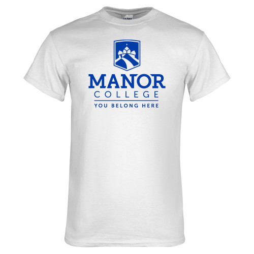  White T Shirt - Manor College Logo