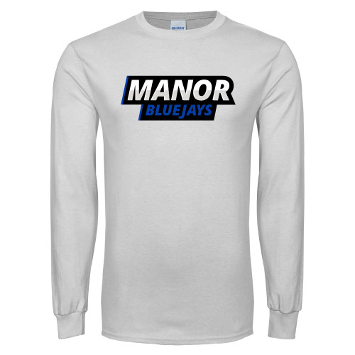  White Long Sleeve T Shirt - Manor BlueJays