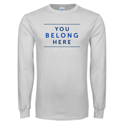  White Long Sleeve T Shirt - Manor Slogan