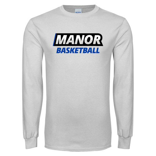  White Long Sleeve T Shirt - Manor Basketball