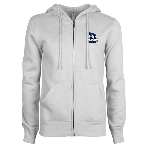  ENZA Womens White Fleece Full Zip Hoodie - Primary Mark