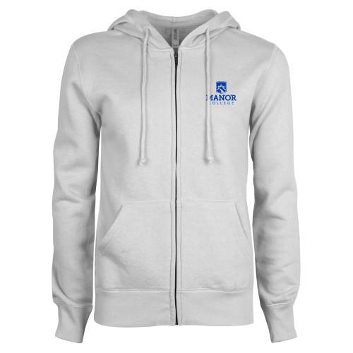 ENZA Womens White Fleece Full Zip Hoodie - Secondary Logo