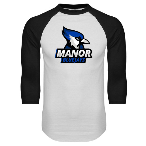  White/Black Raglan Baseball T Shirt - Primary Mark