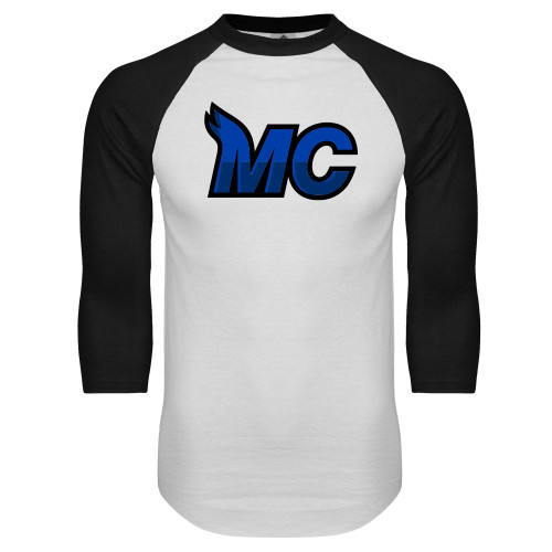  White/Black Raglan Baseball T Shirt - MC Logo