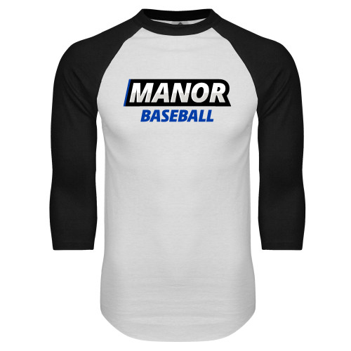  White/Black Raglan Baseball T Shirt - Manor Baseball