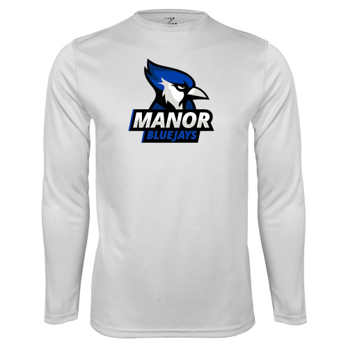 White Performance Long Sleeve Shirt - Primary Mark