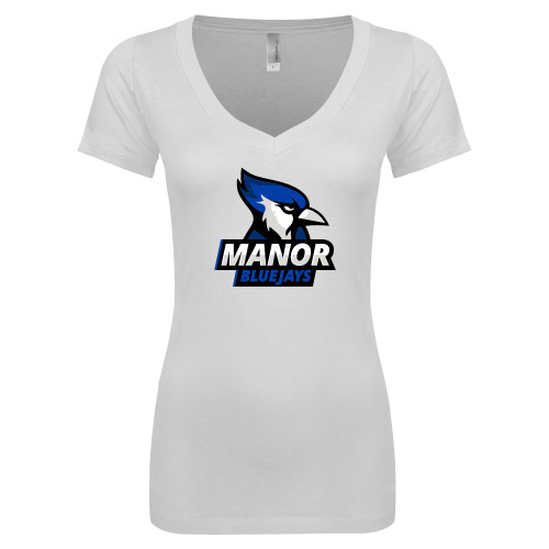 Next Level Womens White Ideal V Tee - Primary Mark