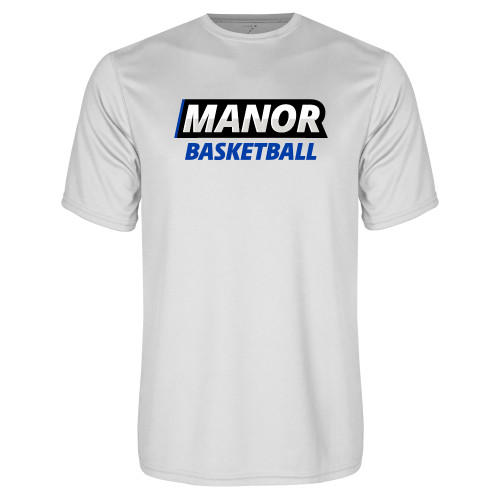  White Performance Tee - Manor Basketball