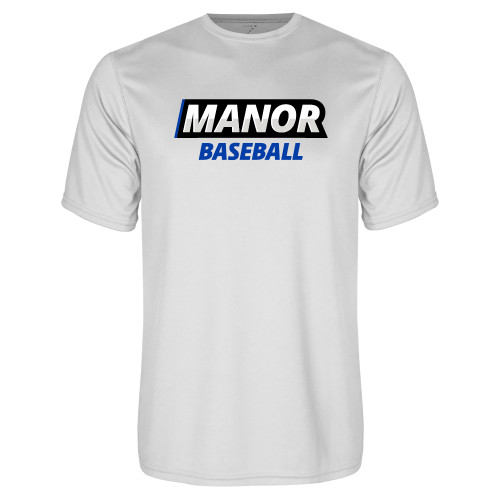  White Performance Tee - Manor Baseball